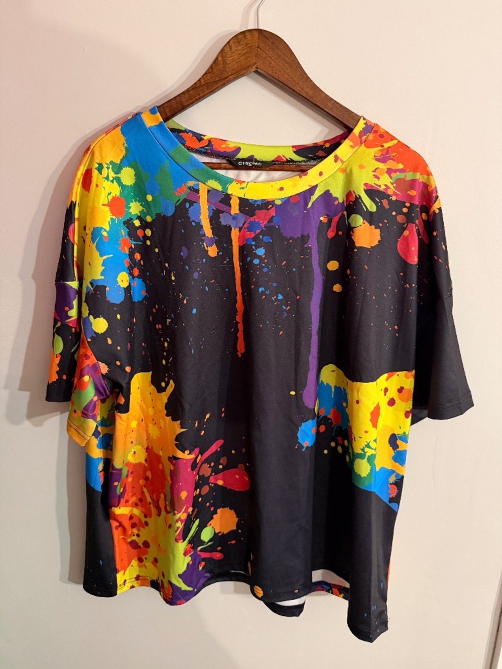 CHICME 3XL Colorful Paint Splatter Print Blouse Top Oversized Stretch t shirt
